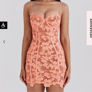 Elegant Lace Coral Dress